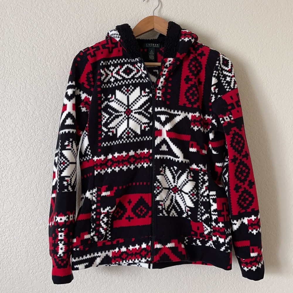 Lauren Ralph Lauren Nordic Hooded Fleece Jacket Size M